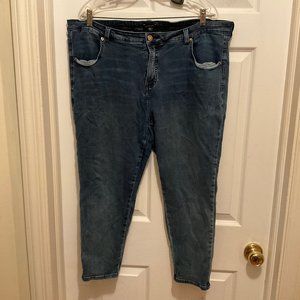 Universal Standard Petite High Rise Skinny Cropped Jeans 22P Blue Dark Wash